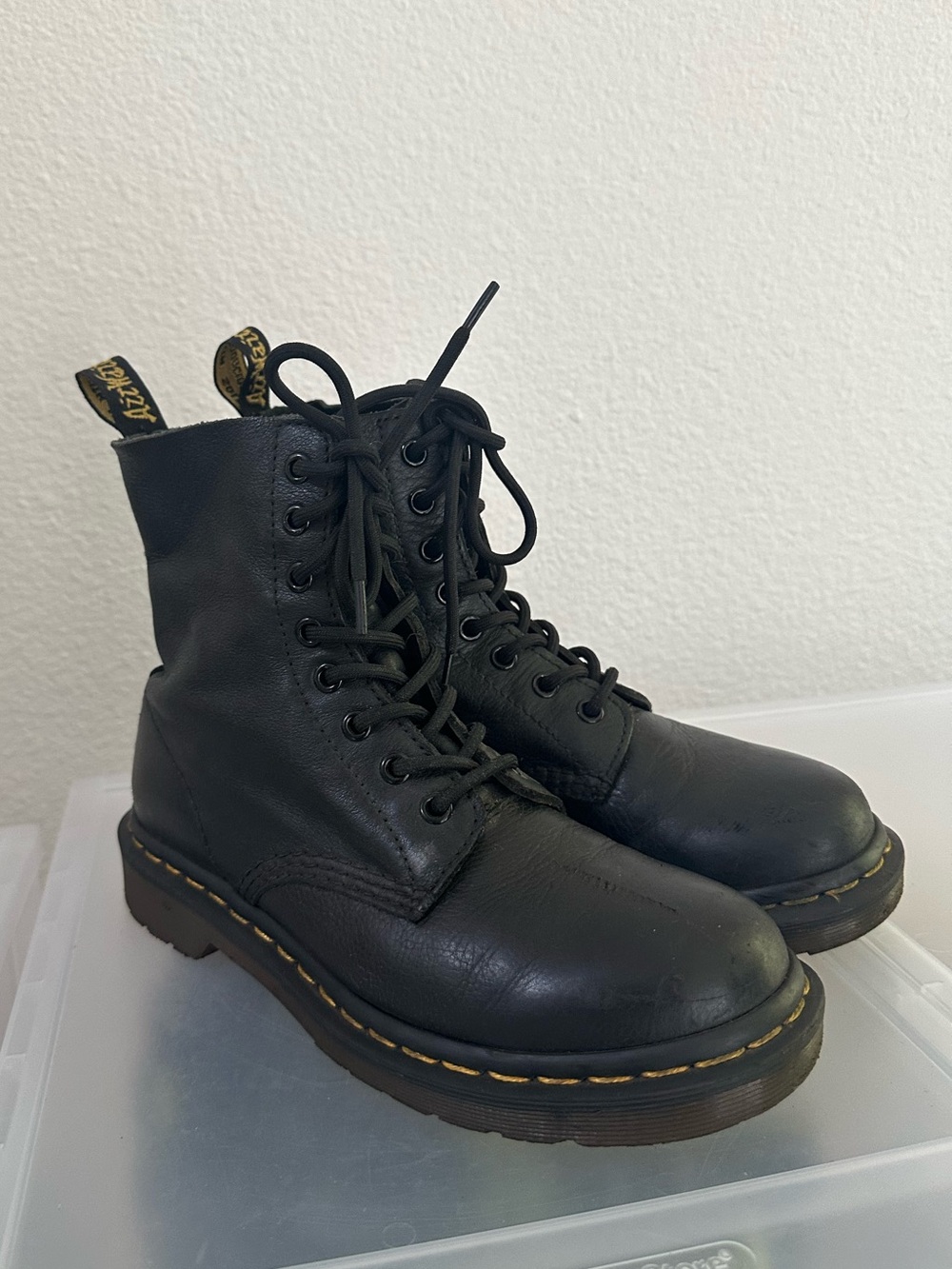 Dr Martens Softy T Leather Lace Up Boots in Black
